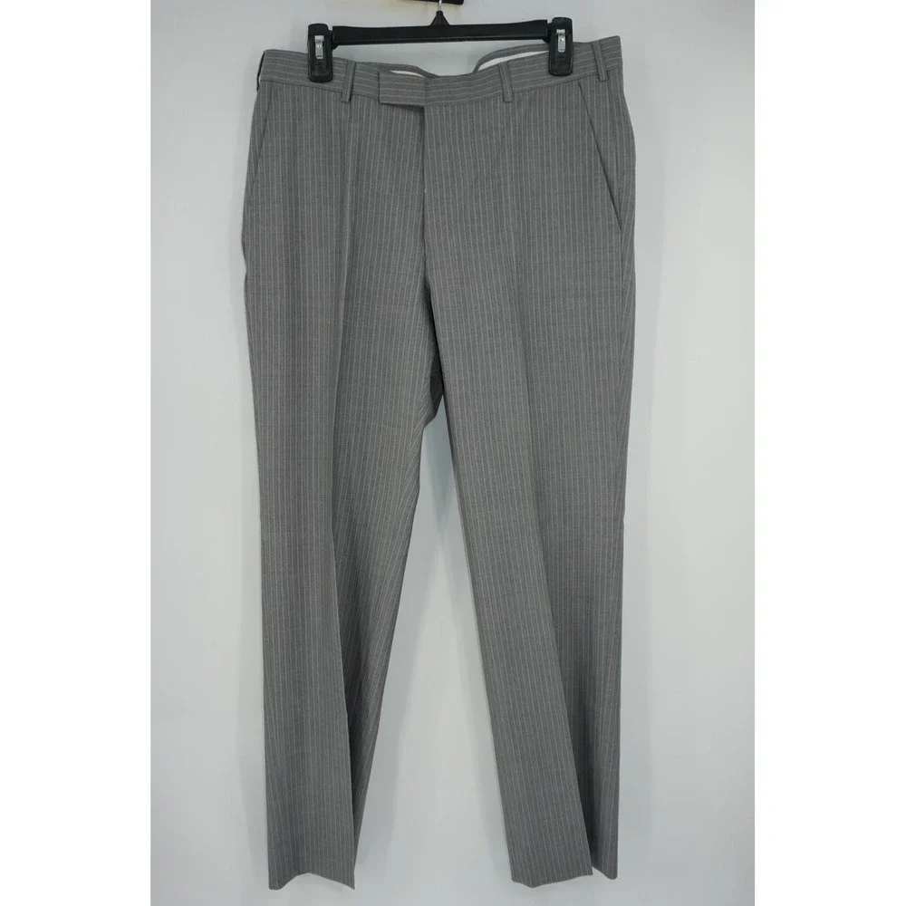 Z Zegna Suit Gray Striped Wool Silk 2 Piece Men's IT 50 Slim 40R US 35x31